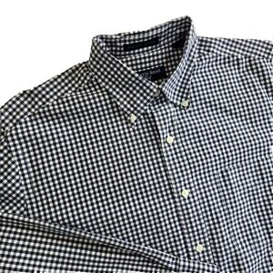 Y2K Austin Reed Golf 80's Mens Long Sleeve L Button Down‎ Blue Gingham Check
